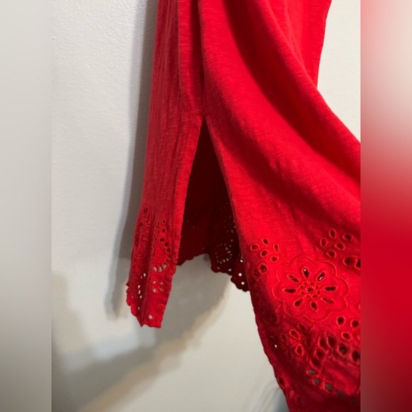 Talbots NANTUCKET SLUB SLEEVELESS SIDE TIE MIDI DRESS in Red - Picture 8 of 8